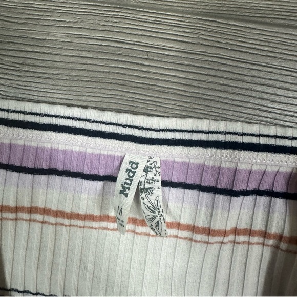 Mudd Square Neck Ribbed Pastel Striped Tank Top Size M - Picture 3 of 6